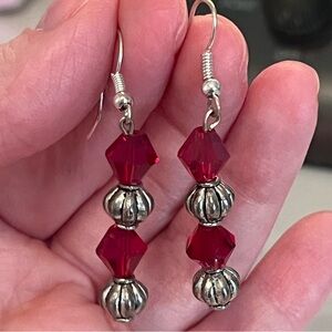 Red Crystal Dangle Drop Earrings